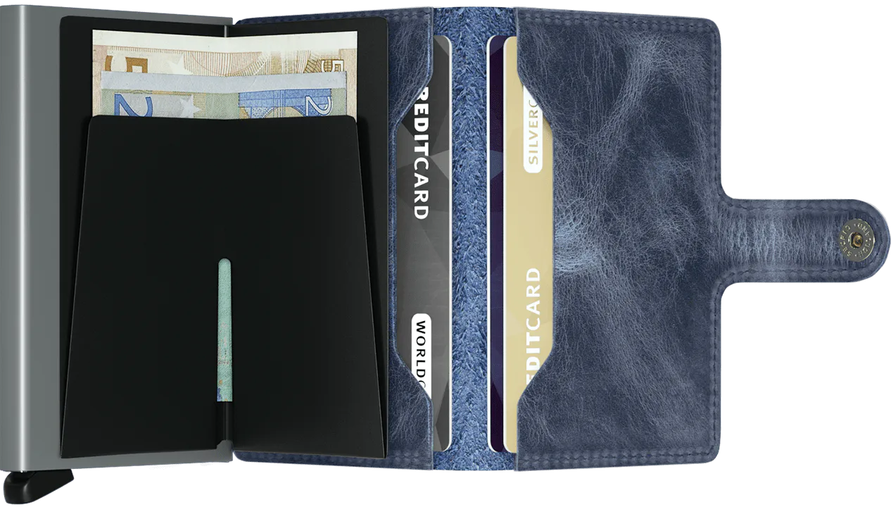 Secrid Miniwallet VINTAGE BLUE mit Gravur - MV-Blue