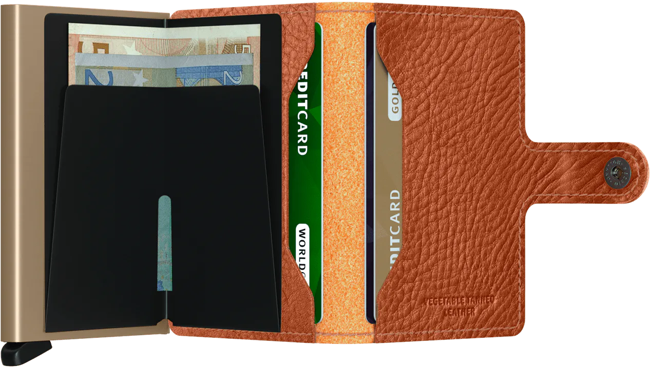 Secrid Miniwallet Veg Caramello-Sand mit Gravur - MVg-Caramello-Sand