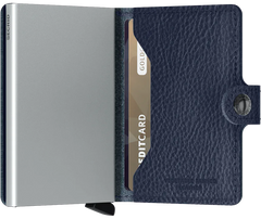 Secrid Miniwallet Vegetable Tanned Navy Silver mit Gravur - MVg-Navy-Silver