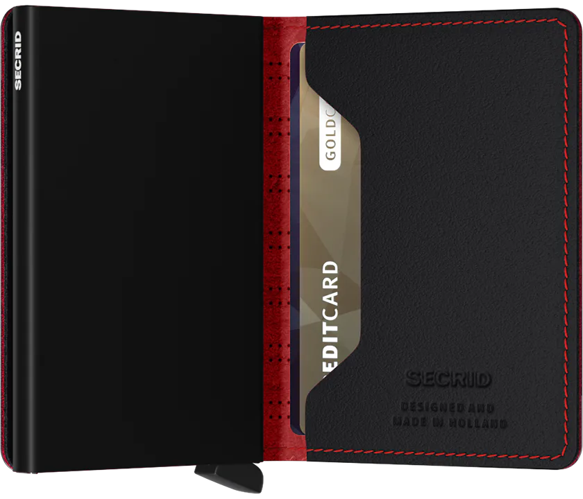 Secrid Slimwallet Fuel Black-Red mit Gravur - SFu-Black-Red