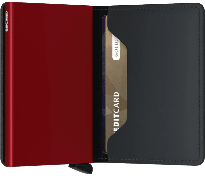 Secrid Slimwallet Matte Black-Red mit Gravur - SM-Black & Red