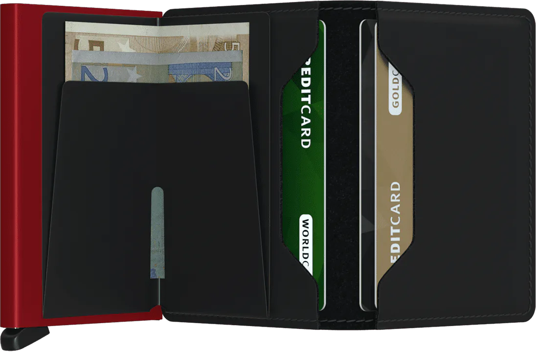 Secrid Slimwallet Matte Black-Red mit Gravur - SM-Black & Red