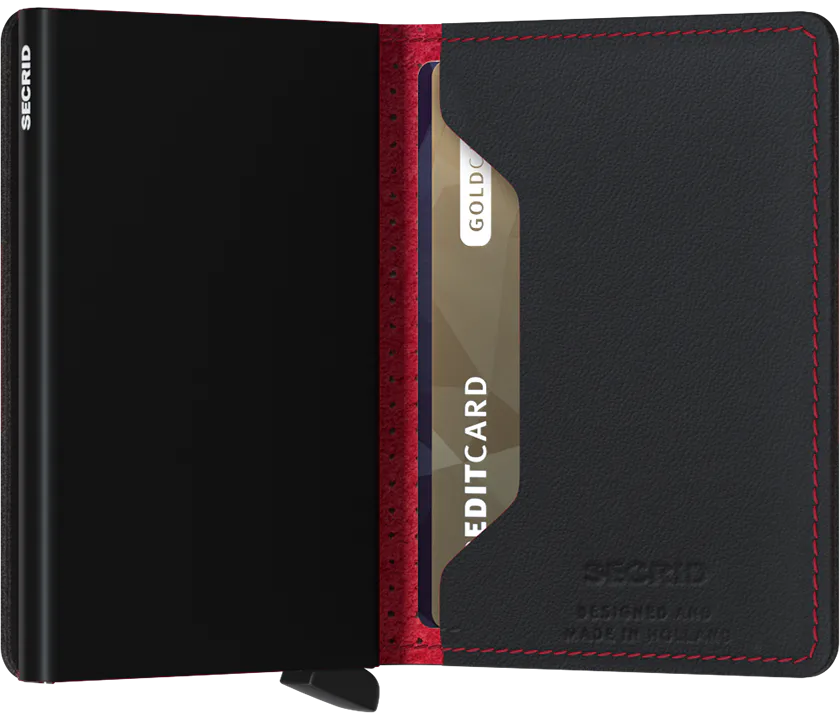 Secrid Slimwallet Perforated Black-Red mit Gravur - SPf-Black-Red