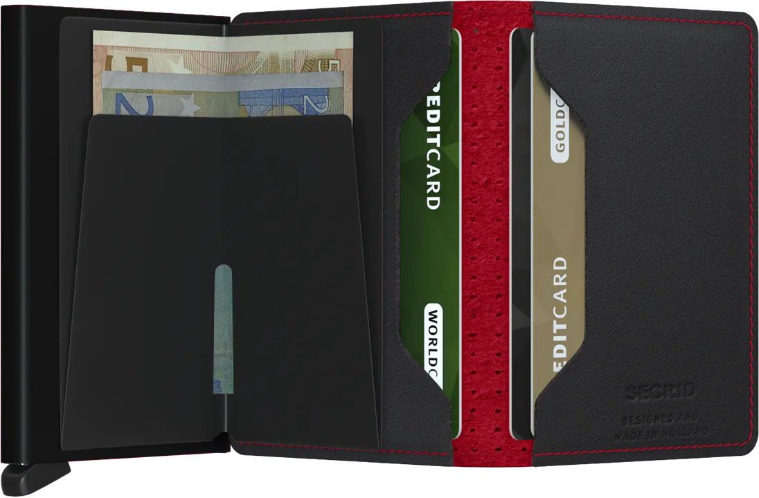 Secrid Slimwallet Perforated Black-Red mit Gravur - SPf-Black-Red