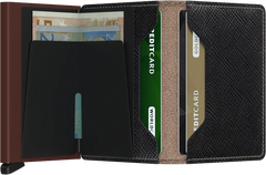 Secrid Slimwallet Saffiano Brown mit Gravur - SSa-Brown